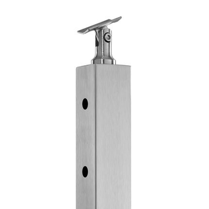 Cable Railing Post, 36x2x2 in SUS304, 10 Holes, Silver