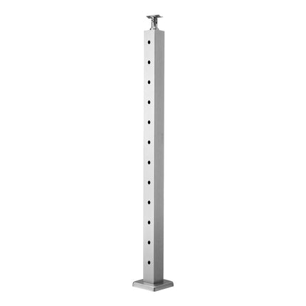 Cable Railing Post, 42 In Stainless Steel, Pre-Drilled