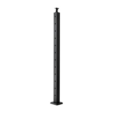 Cable Railing Post, 42x2x2 in, 30 Holes, Black Stainless