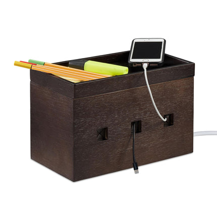 Box na kabely bambus, tmavě hnědý
