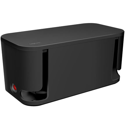 Box na kabely s rozbočovací zásuvkou + nabíjení USB-A/USB-C, černý