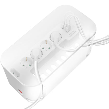 Box na kabely s rozbočovací zásuvkou + nabíjení USB-A/USB-C, bílý