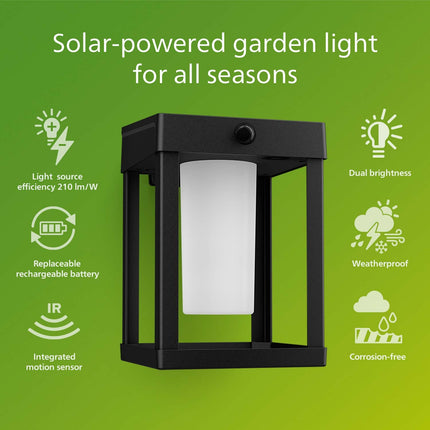 Nástěnné solární svítidlo Camill, ultra úsporné LED 25lm/250lm černá