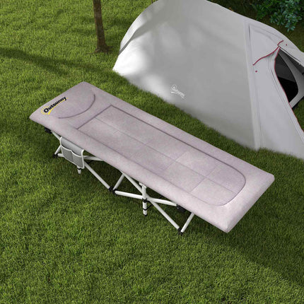 Skládací kempingové lůžko, Oxford šedá – nosnost 200 kg, 200x65x42cm