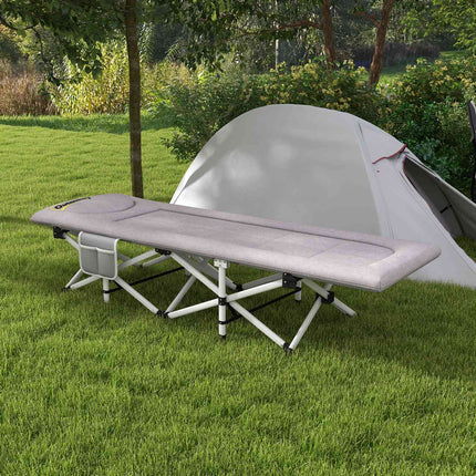 Skládací kempingové lůžko, Oxford šedá – nosnost 200 kg, 200x65x42cm