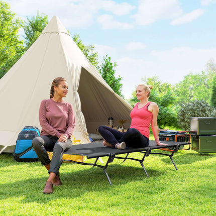 Folding tent bed with carry bag, extra wide, 120 kg capacity