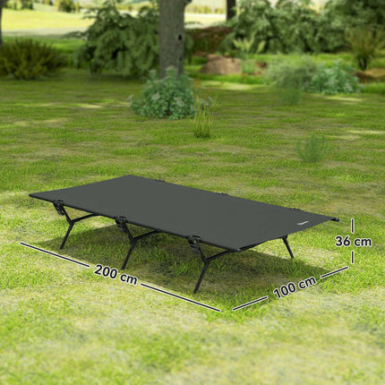 Folding tent bed with carry bag, extra wide, 120 kg capacity