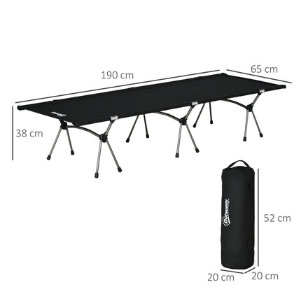 Skládací kempingová postel – výškově nastavitelná, 190x65 cm, nosnost 150 kg