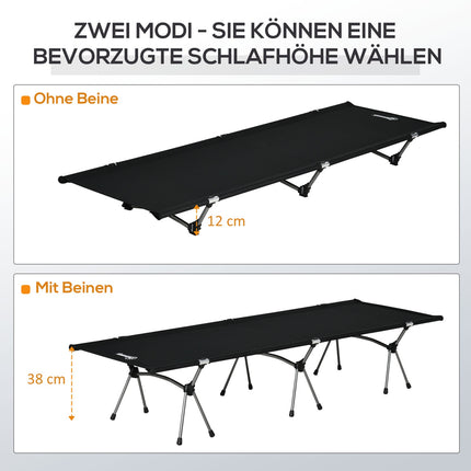 Skládací kempingová postel – výškově nastavitelná, 190x65 cm, nosnost 150 kg