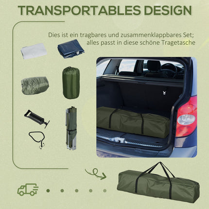 Kempingové lehátko s polštářem, skládací, nosnost 120 kg, zelená