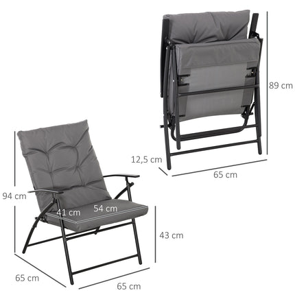 Folding camping chair with adjustable metal frame, gray