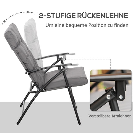 Folding camping chair with adjustable metal frame, gray
