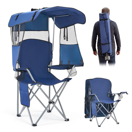 Camping Chair With Canopy Shade, 330 lb, Backpack Carry