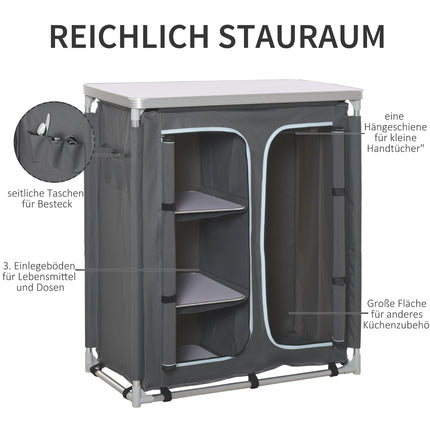 Portable camping kitchen box - worktop, bag, shelves