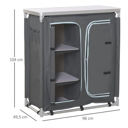 Portable camping kitchen box - worktop, bag, shelves