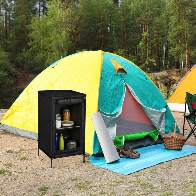 Kampeerkast met 2 planken, duurzaam polyester