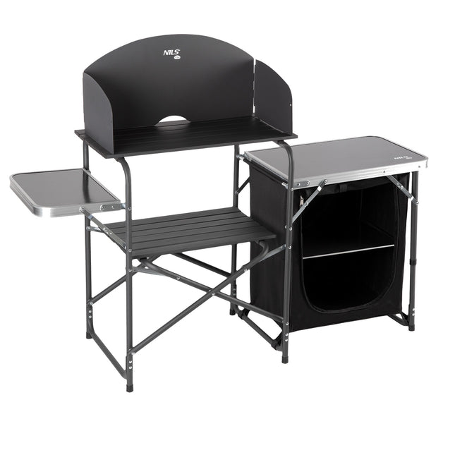 Camping Cupboard with Wind Shelter, Portable Storage