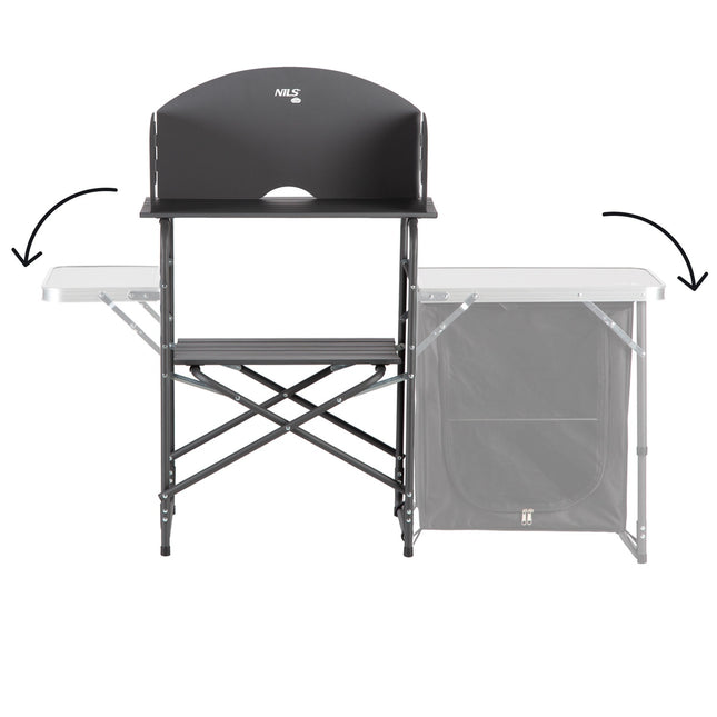 Camping Cupboard with Wind Shelter, Portable Storage