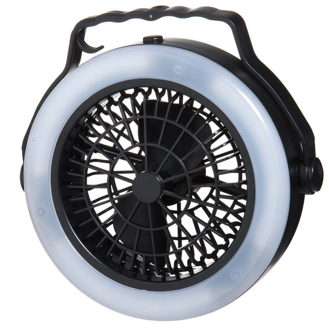Kempingová lucerna s ventilátorem, na baterie, 12 LED