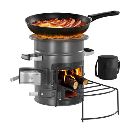 Camping Rocket Stove, Wood-Burning, Carry Bag, Steel