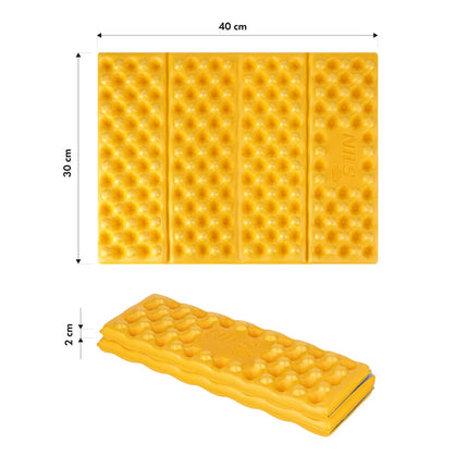 Kempingová sedací podložka, hliníková vrstva, 40 cm, žlutá