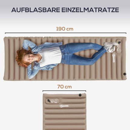 Kempingová nafukovací matrace s nožní pumpou, voduodpudivá, khaki