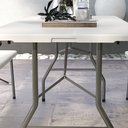 Skládací kempingový stůl pro 6 osob, HDPE, 180x75x73 cm, bílá