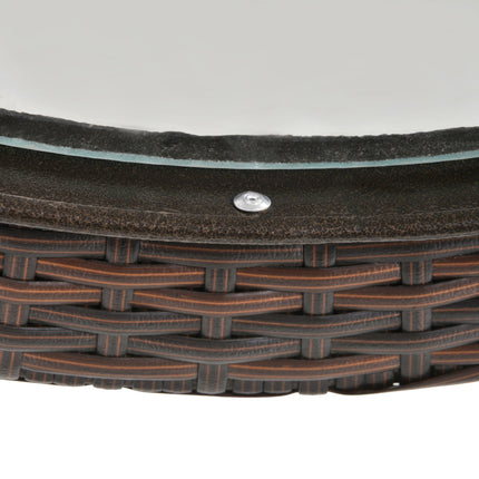 Round folding camping table - brown rattan, steel, Ø68 Cm