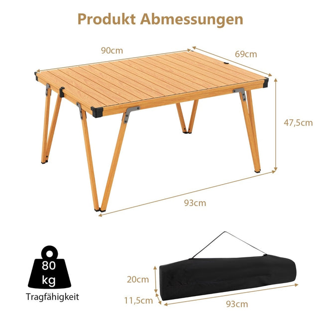 Kempingový stůl, voděodolná deska, přenosný, nosnost 80kg