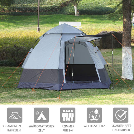 Camping tent for 3-4 people - Easy installation, waterproof