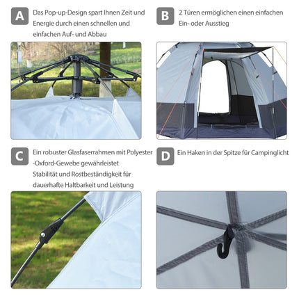 Camping tent for 3-4 people - Easy installation, waterproof