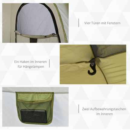 4-person camping tent, easy installation, weatherproof, green-grey