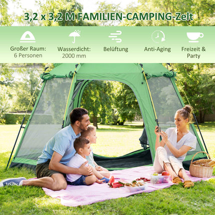 6-person family dome camping tent, waterproof, easy installation