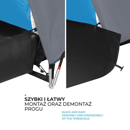 Kempingový stan, modro-šedá, pro 4 osoby, voděodolný