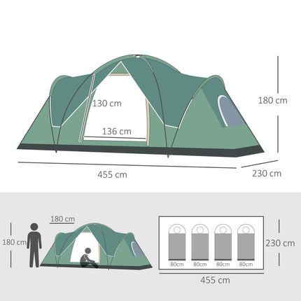 Tunelový kempingový stan pro 5-6 osob, odolný polyester