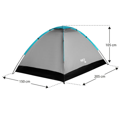 Kampeertent, grijs, 2-persoons, waterdicht