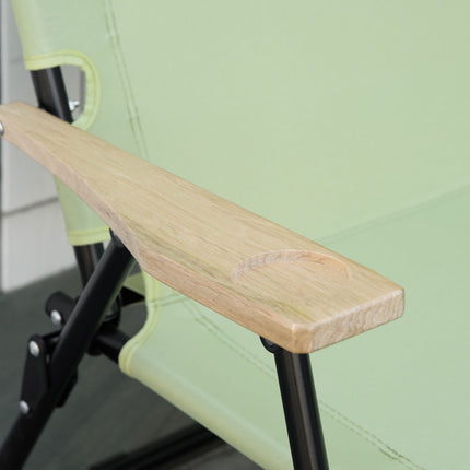2-seater folding camping chair with cup holder, light green