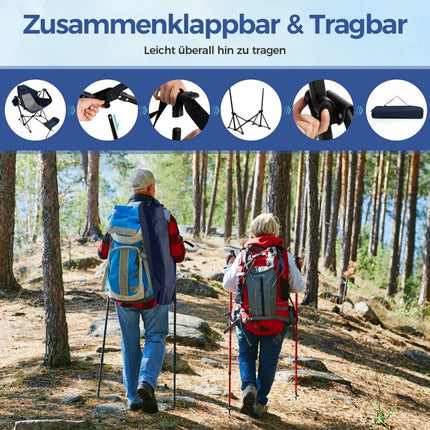 Kempingová židle s podnožkou &amp; nastavitelnou opěrkou zad &amp; opěrkou hlavy &amp; držákem nápojů, rybářské křeslo tmavě modrá