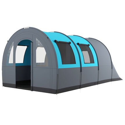 Kempingový stan pro 6 osob – 2 kabiny, lehký, 3000 mm šedá