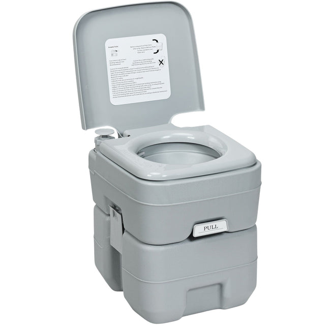 Kempingová toaleta, cestovní mobilní přenosná venkovní toaleta, 20 L, šedá