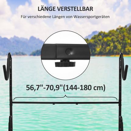 Adjustable metal kayak and canoe stand - Holds 2 boards