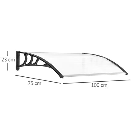 Průhledná polykarbonátová stříška nad vchodové dveře - 75x100cm