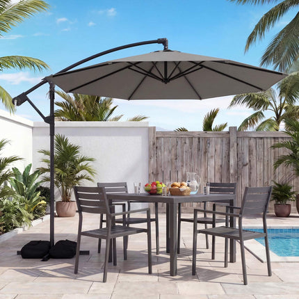 Cantilever Parasol 300 cm with Crank and Stand, 360° Rotatable, Grey