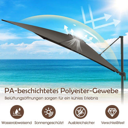Cantilever Patio Umbrella 300x300 cm, 360 Rotation