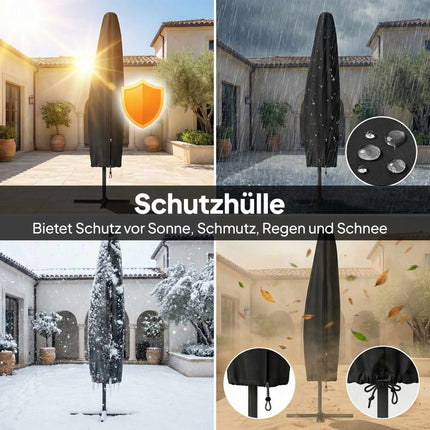 Boční zahradní slunečník s LED, 3x3m, béžová