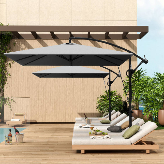 Boční slunečník Ø260 cm, UV 50+, voduodpudivý, šedá