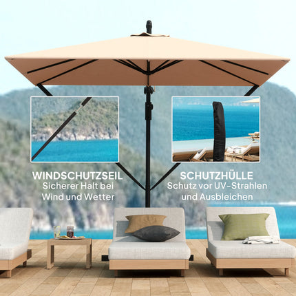 Cantilever Parasol Ø260 cm, UV 50+, Water-repellent, Khaki