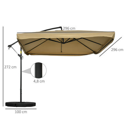 Velký boční slunečník 296x296cm – pro zahradu a terasu