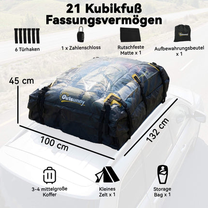 Car Roof Cargo Box, 21 Cubic Feet, Waterproof with Straps