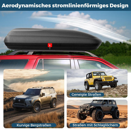 Car Roof Cargo Box, XL Capacity, Lockable, Black